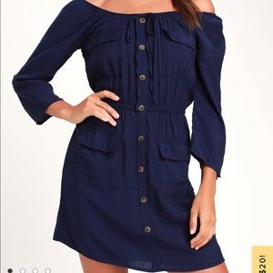 Lulus brand new off shoulder blue dress